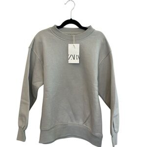 Zara Gray Crew Neck Sweater Relaxed Fit